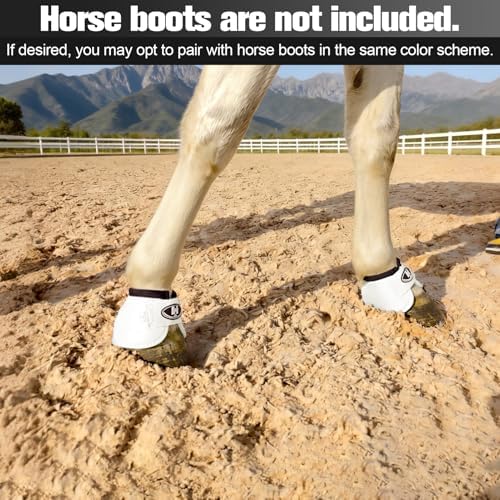 Horse Bell Boots for Outdoor Sports (White, XL)