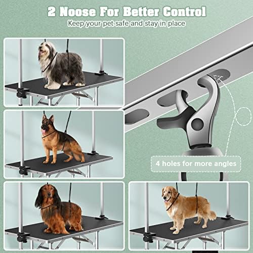 Lyromix 46'' Stainless Steel Pet Dog Grooming Table, Arm/Noose/Tray, Black