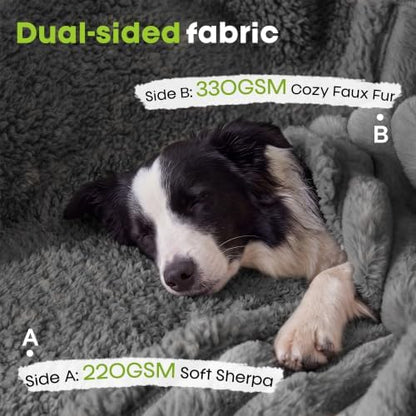 Waterproof Dog Blanket, Washable Reversible Pet Blankets, 27x39in, Grey
