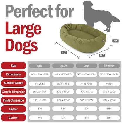 Majestic Pet 40 Inch Suede Calming Dog Bed Washable – Cozy Soft Round Dog Bed with Spine Support for Dogs to Rest Their Head - Fluffy Donut Dog Bed 40x29x9 (Inch) - Round Pet Bed Large – Sage (2025)
