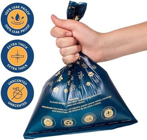 LOVING Paws Heavy Duty Dog Poop Bags Rolls (140 Count) – Extra Thick 9"x13" Leak-Proof Dog Waste Bags with Dispenser & Leash Clip – Unscented, Easy-Tear Refill Bags for All Breeds