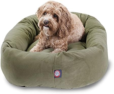 Majestic Pet Suede Calming Dog Bed, 32 Inch Medium, Round, Washable, Sage