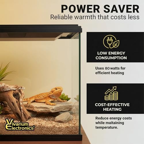 Radiant Heat Panels Made in USA 80W–Premium Reptile Heater Mounts Easily with Included Screws Reptile Heat Panel, Snake Heater, Bearded Dragon, Gecko and Hermit Crab Accessories