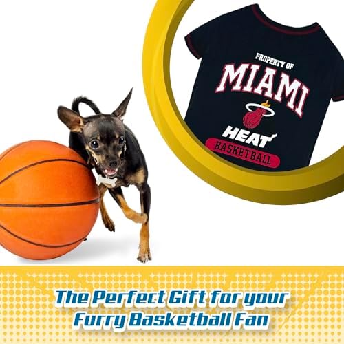 Pets First NBA Licensed Hoodies & T-shirt for Dogs & Cats, Miami Heat, Medium