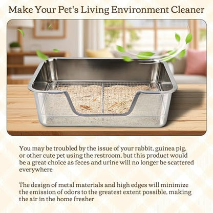 Rypet Large Stainless Steel Rabbit Litter Box Set for Small Animals