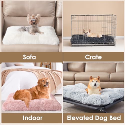 EHEYCIGA Fluffy Dog Crate Bed for Small Dogs, Plush Crate Pad, Pink
