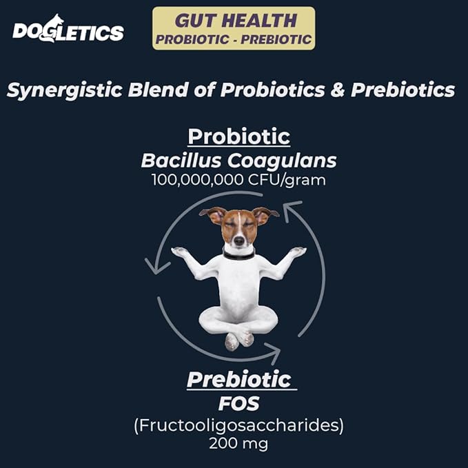 Gut Health Probiotic & Prebiotic - 90ct Support Stomach Microbiome, Prevent Digestive Problems, Reduce Anal Gland Issues, Improve Immune Function and Overall Energy