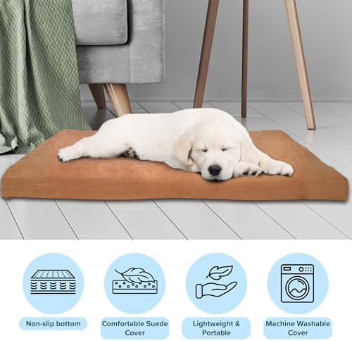 Petmaker Water-Resistant Dog Bed - Orthopedic Dog Bed with Removable Washable Cover, Non-Slip Bottom, and Egg Crate Style Foam - 44in Large Pet Mattress- Puppy Essentials (Clay)