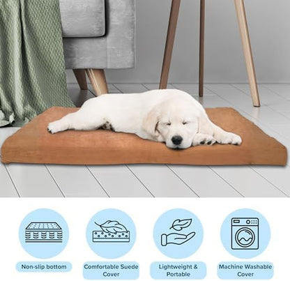 PETMAKER Dog Bed with Removable Cover – 44x35 Pet Bed - 3-Inch Egg Crate Style Foam Orthopedic Dog Mattress, Microsuede, and Non-Slip Crate Pad (Clay)