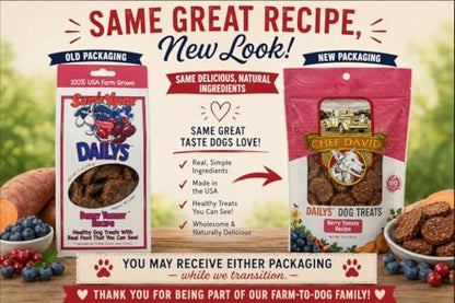 Sams Yams Sweet Potato Dog Treats, Healthy Dog Treats for Large, Medium or Small Breed Dogs, Vegan Sweet Potato Dog Chews Made in USA - Sam's Yams DAILY's Berry Yammy Recipe Dog Snacks, 7oz