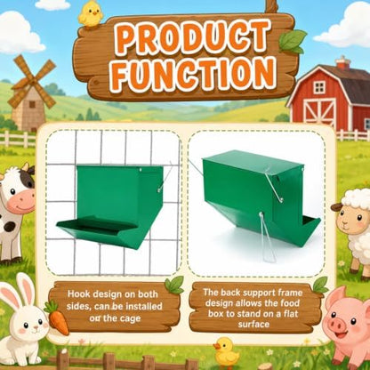 Maxcheck 2 Pcs Rabbit Feeder for Cages, 7.7 Inches, Solid Bottom, Green