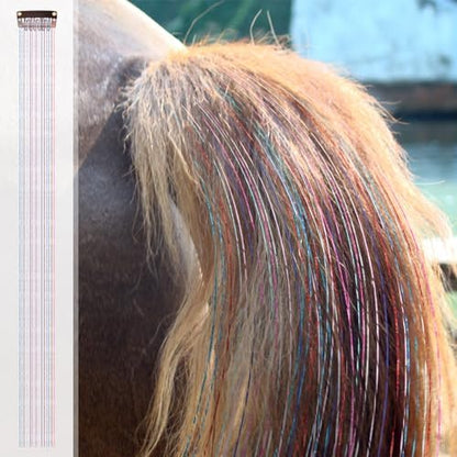 Juexica 18Pcs Horse Bling Accessories Clip in Hair Extension, Multicolor