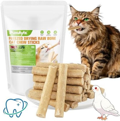 Freezed Drying Cat Chew Sticks Pigeon Flavor, Cat Teething Sticks for Teeth Cleaning Dental Care, Cats Chew Toys for Fresh Breath