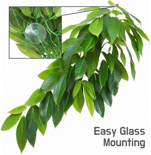 Reptile Terrarium Hanging Plant, Fake Plants for Reptile Enclosure, Ideal for Chameleon Bearded Dragon Lizard Leopard Gecko Crested Gecko Snake Tank Accessories, L=12 inches
