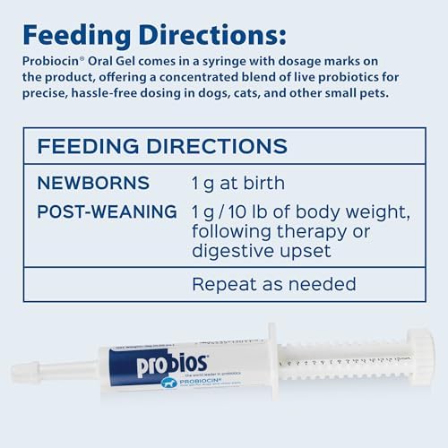 Probios Probiocin Oral Gel for Dogs & Cats, 15 g Tube, 2-Pack