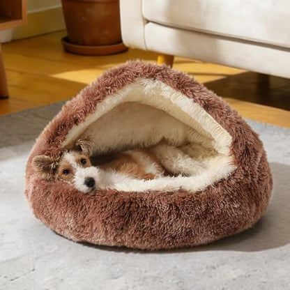 NOYAL Hooded Donut Bed, Calming Cave for Cats & Small Dogs