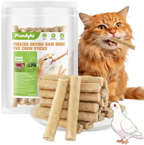 Freezed Drying Cat Chew Sticks Pigeon Flavor, Cat Teething Sticks for Teeth Cleaning Dental Care, Cats Chew Toys for Fresh Breath