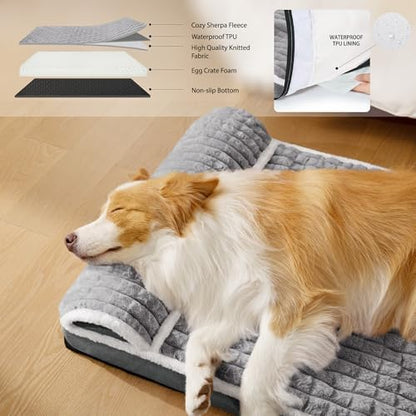 Orthopedic Large Dog Bed Pillow Pet Sofa Bed 48''X30'' Grey