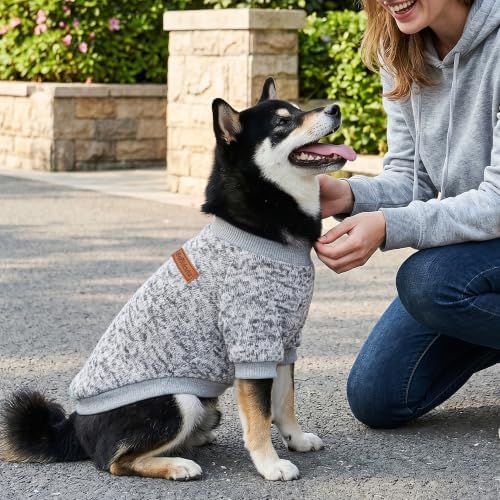 2 Pack Dog Sweaters for Small Dogs Girl Boy Winter Fleece Clothes Warm Soft Dog Sweatshirt Outfit for Dogs Cats Pet Apparel (Grey+Navy Blue, S (Back: 11.8",Chest: 15.7", 5.5-10Ibs))