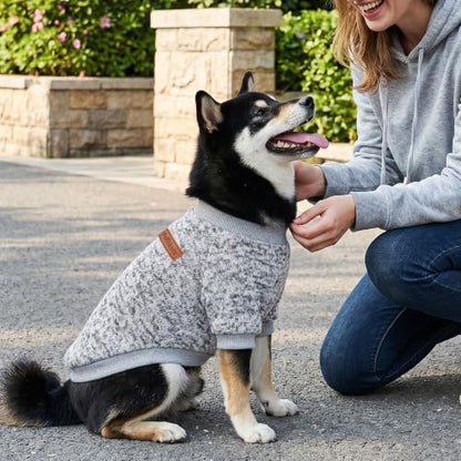 2 Pack Dog Sweaters for Small Dogs Girl Boy Winter Fleece Clothes Warm Soft Dog Sweatshirt Outfit for Dogs Cats Pet Apparel (Grey+Navy Blue, S (Back: 11.8",Chest: 15.7", 5.5-10Ibs))