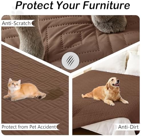 hyha Waterproof Reversible Dog Blanket, Pet Blanket for Sofa Couch