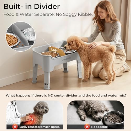 URPOWER Mess Proof Elevated Dog Bowls for Small Dogs with Splash Guard