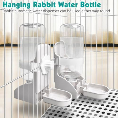 kathson 2PCS Rabbit Water Bottle, 17oz Hanging Water Fountain Automatic Dispenser No Leak WaterFeeder for Bunny Chinchilla Guinea Pig Hedgehog Ferret