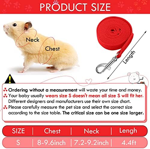 Satinior 2 Sets Guinea Pig Harness and Leash Kit, Black, Red, S