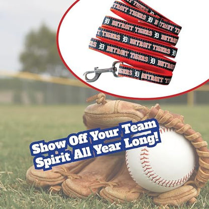 MLB PET Leash, Large, Detroit Tigers Dog Leash, Baseball Team Leash for Dogs & Cats. A Shiny & Colorful Dog & Cat Leash with Emboridered Team Name/Logo Licensed by The MLB