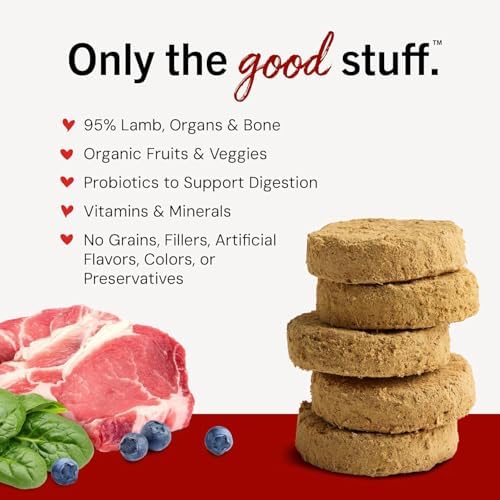 Stella & Chewy's Freeze-Dried Raw Dinner Patties - Dandy Lamb Recipe - High Protein Grain-Free Puppy & Dog Food - Perfect for Picky Eaters - 25 oz (Pack of 2)