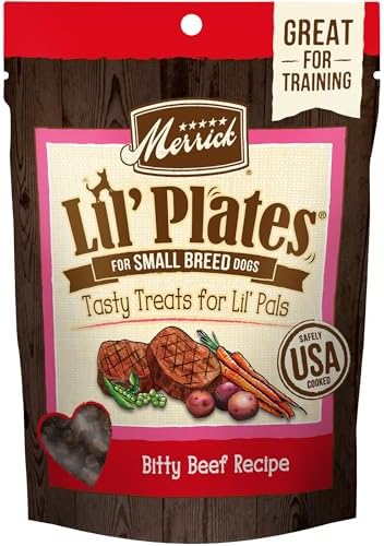 Merrick Lil' Plates Small Dog Training Treats, Beef, 5 oz Pouch
