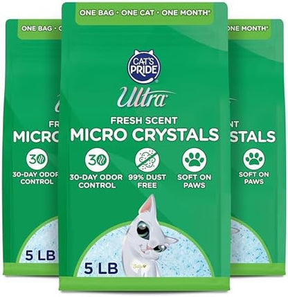 Ultra by Cat's Pride Fresh Scent Micro Crystals, Soft on Paws Litter, 15lb