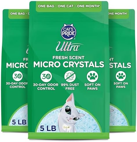 Ultra by Cat's Pride Fresh Scent Micro Crystals, Soft on Paws Litter, 15lb