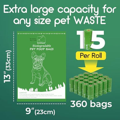 ATIFBOP Biodegradable Dog Poop Bags 360 Count, 24 Rolls Unscented