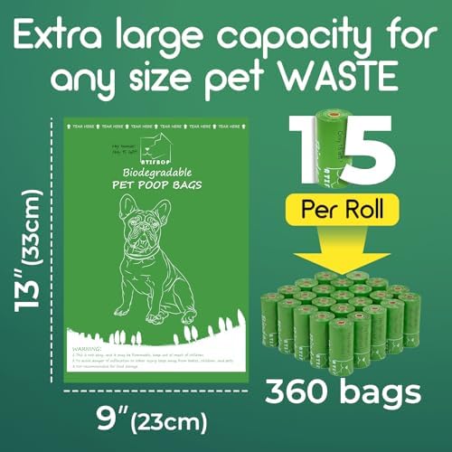 ATIFBOP Biodegradable Dog Poop Bags 360 Count, 24 Rolls Unscented