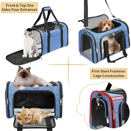 Soft-Sided Cat/Dog/Pet Carrier, Collapsible Pets Travel Carriers