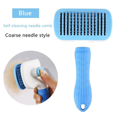 Self Cleaning Slicker Brush, Dog Cat Bunny Pet Grooming Shedding Brush，Deshedding Pet Supplies Accessories (Blue) (Blue)