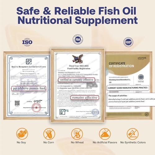 Wild Alaskan Salmon Oil for Dogs & Cats, Fish Oil Omega 3 Supplements with EPA & DHA for Skin & Coat, Immune, Brain, Joint and Heart Health, Dog & Cat Fish Oil Supplements with Pump- 8 oz
