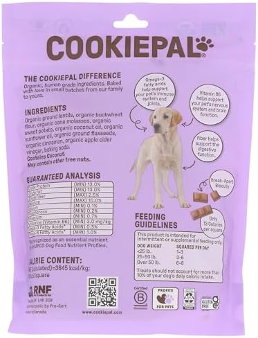 CookiePal Organic Sweet Potato Flaxseed Dog Treats, 10 OZ
