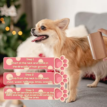 Wooden Pet Deshedding Brush, 4.3in/11cm Ergonomic Grooming Tool Gentle Haired Remover Comb for Shedding Short & Long Hair Grooming Supplies for Dog Cats Horses