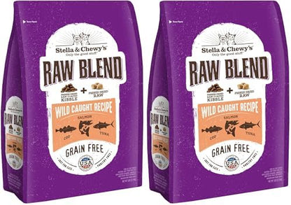 Stella & Chewy's Raw Blend Premium Kibble Cat Food – Grain Free, Protein Rich Meals – Wild-Caught Fish Recipe – 5 lb. Bag (Pack of 2)