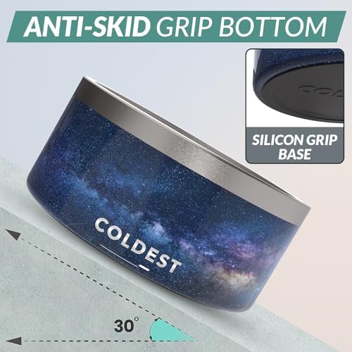 Coldest Dog Bowl - Anti Rust Metal, Non Slip, 3 Layers Insulated Stainless Steel Dog Bowls - Spill Proof & Heavy Duty - Water Bowl for Dogs, Cats & Pets, Dish Washer Safe (200 oz, Into The Beyond)