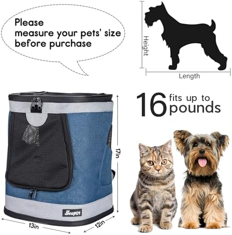 Jespet Soft Pet Carrier Outdoor Backpack for Small Dog