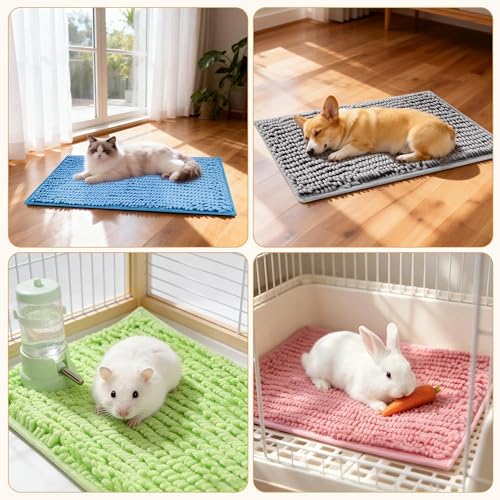 8 Pcs Guinea Pig Cage Liner, 16x12 Inch Washable Fleece Bedding Mats & Reusable Pee Pads for Rabbits and Small Animals (4 Colors)