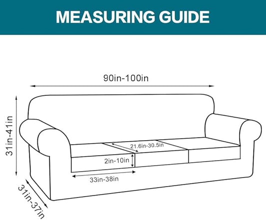 Turquoize 4 Piece Sofa Covers for 3 Cushion Couch Sofa Slipcover Soft Couch Cover for Dogs Washable Furniture Cover with 3 Individual Large Cushion Covers Feature Fabric (Large Sofa, Porcelain)