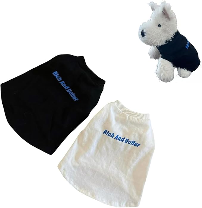 10" Plush Dog Cotton Vest 2-Pack-Stuffed Animals Clothes for Standard Sitting Position Puppy(NO Doll)