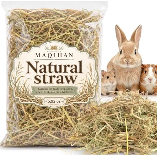 MAQIHAN 5.92 OZ Natural Straw Bedding - Organic Straw Mulch for Rabbits