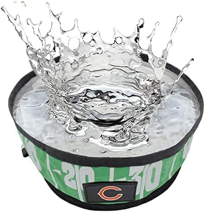 NFL Chicago Bears Pets First Collapsible Dog Travel Bowl Set, Food and Water Bowls for Dogs, Best Portable & Lightweight Leak-Proof Dog Bowls for Travel