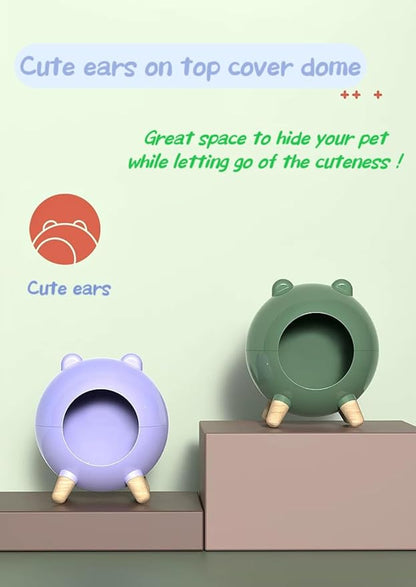 TUTU&LELE Hamster Hideout, Tiny House Hideout and Habitat, Space Elf Hiding Nest, Durable Hamster Bed with Round Thick Plush Pads, for Mice, Gerbils,Hamsters to Play, Sleep and Rest (Green)