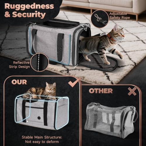 YUDODO 25lbs Cat Carrier Lightproof Soft Sided Pet Carrier for Large Cat